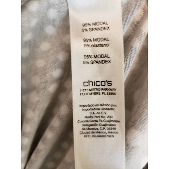 Chico's Short Sleeve Shirt Olive w White Dots Hi/Low Shirt - sz 2/L - Picture 6 of 8